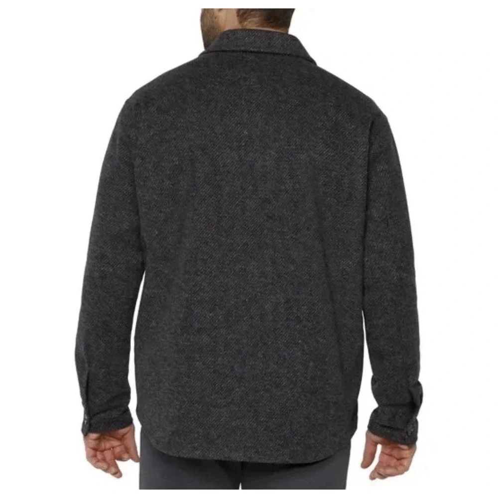 Banana Republic Charcoal Black Herringbone Tweed Shacket Shirt Jacket Men's XXL